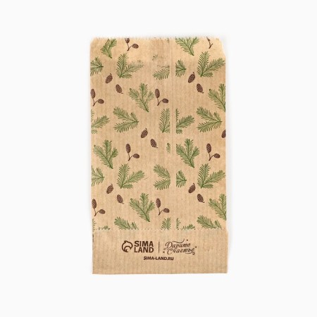 Package package, craft, “spruce twigs”, 8 x 16 cm without a window, New Year-2