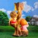 Garden figure "Boy and girl on a tree", 40x31x66cm, mix