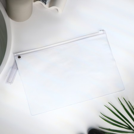 Cosmetic bag with zip-gl, transparent/green color-1