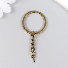The base for the key fob Ring metal with a chain and screw Brass 3x6.4 cm