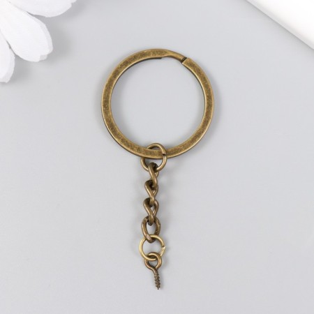 The base for the key fob Ring metal with a chain and screw Brass 3x6.4 cm