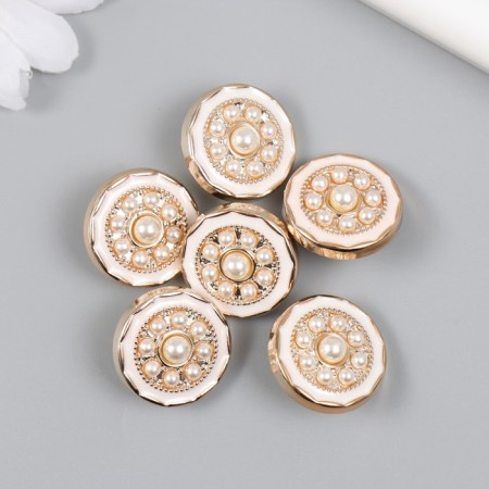 Button plastic for creativity "Pearl Sophite" 2.1x2.1x0.9 cm-2