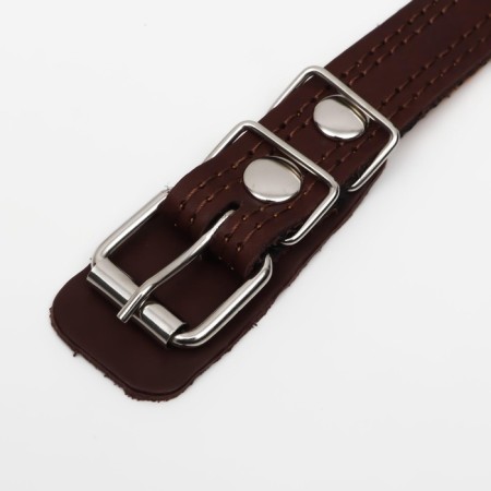 Triple leather collar, with a pen, 57 x 2.5 cm, Osh 35-45 cm, brown-4