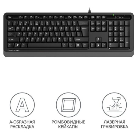 Keyboard A4Tech FSTYLER FKS10 Black/Gray USB-1