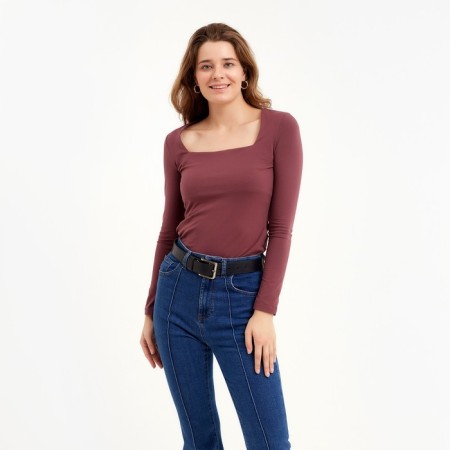 Women's longliva minku: Basic line burgundy color, river 42-4