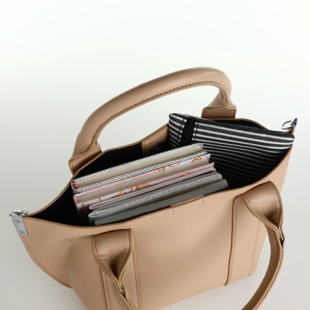 Bag Female Tout with zipper, beige color-3