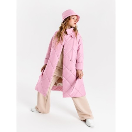 Пальто стёганое для девочек AmaroBaby TRENDY, рост 116-122 см, цвет розовый-10