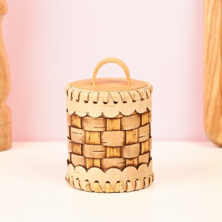 TUES "velor", woven, 6x6x9 cm, birch bark