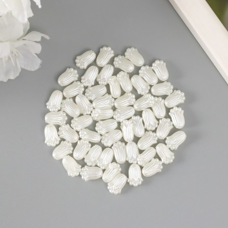 Beads for creativity plastic "Pearl valley" set 60 pcs white 0.8x1.2x0.5 cm-2