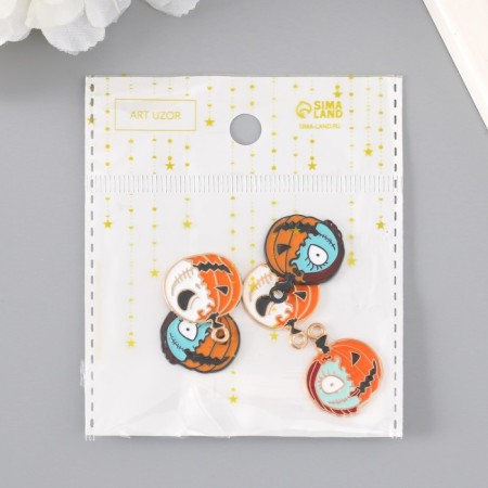 Decor for creativity Metal "Pumpkin/Face" enamel mix 2.6x2 cm-3