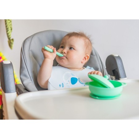 Silicone bib, with a pocket "elephant", color gray color-5