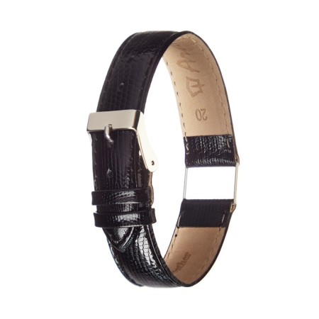 Watch strap, male, 20 mm, genuine leather, black-1