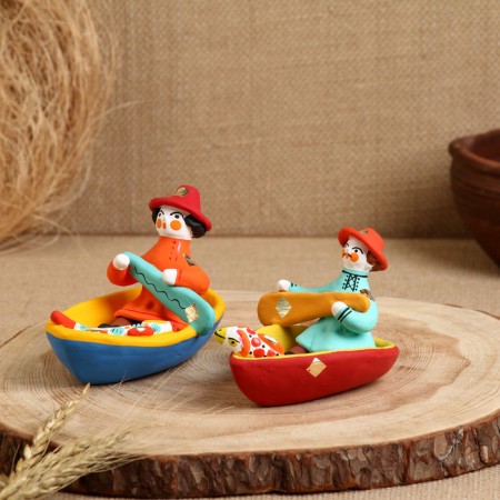 Dymkovo toy "man in a boat"-5