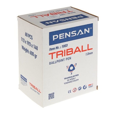 Ballpress Pensan Triball, node-igla 1.0 mm, three-sided, 8 colors, mix + display-1