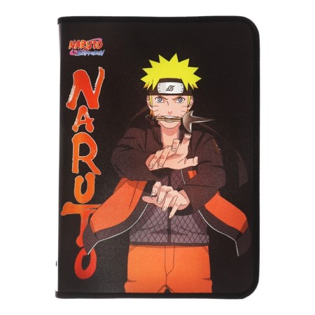 A4, naruto, universal notebook folder, lightning around, plastic, black
