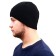 Knitted hat, with a lapel, on a fleece, a large scar, black