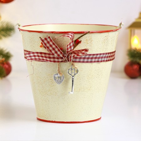 Kashpo "Bucket Rustad" Bezhevoy, 15x15x14cm-1