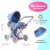 Stroller for dolls, universal, with carrying, basket, handle is regulated, metal frame