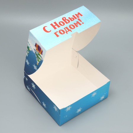 Folding box “Happy New Year!”, Bear, 25 x 25 x 10 cm, new year-2