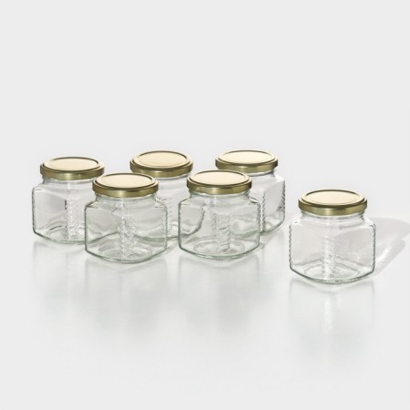 A set of glass jars with a lid, TO-66 mm, 0.2-0.25 l, 6 pcs