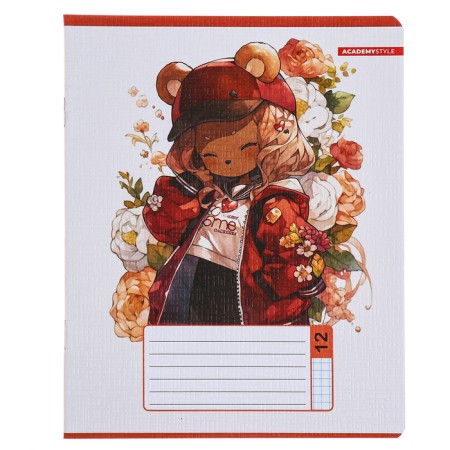 Notebook 12 sheets in a cage "with ears", cover cover, texture, mix-2