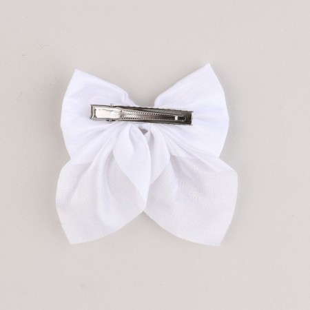 Hair bow White School "Fairy" on a hairpin, 11.3 x 12.6 cm-3