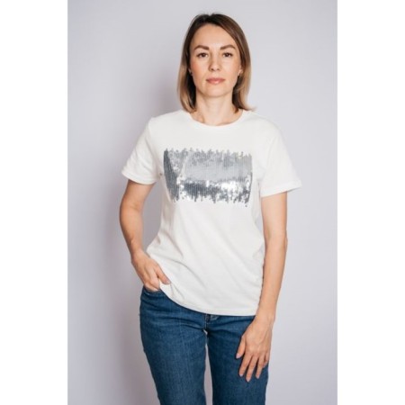 Women's T -shirt Let’s Go "Square", size 44, Milk color