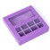 Box for 8 sweets + chocolate, with a window, lilac, 17.7 x 17.7 x 3.8 cm