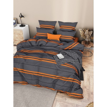 Bed linen with a sheet on an elastic band 2 oh orange, size 180x200 cm, 175x215 cm, 50x70 cm - 2 pcs