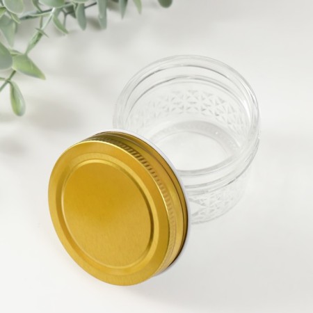Bank for candles glass with a lid "Romb" transparent 100 ml 7x7x5.5 cm-3