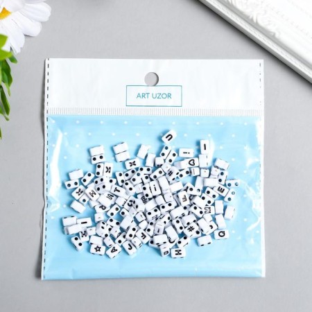 Beads for creativity plastic "Letters, signs, numbers, dominoes" Set 20 grams 0.5x0.8x0.4 cm-2
