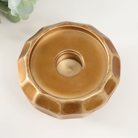 Polystone candlestick for 1 candle "PIAL" gold 11x11x6 cm-2