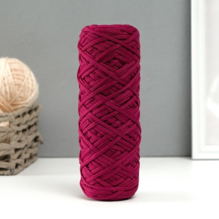 Knitting cord 100% polyester, width 3 mm 100m (plum)-1