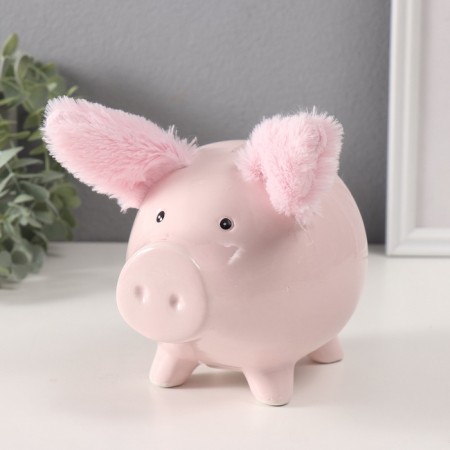 Piggy bank Ceramics "Pig with fluffy ears" 14.5x11.3x11.5 cm