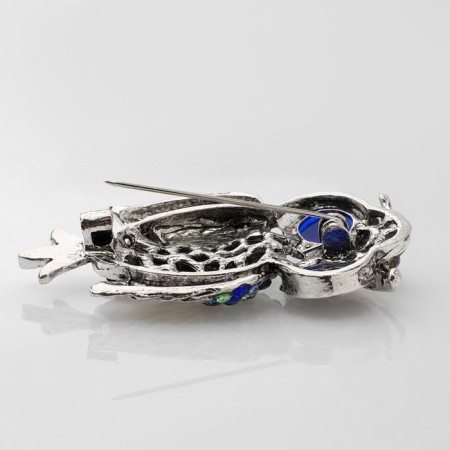 Owl brooch, color in black silver-1