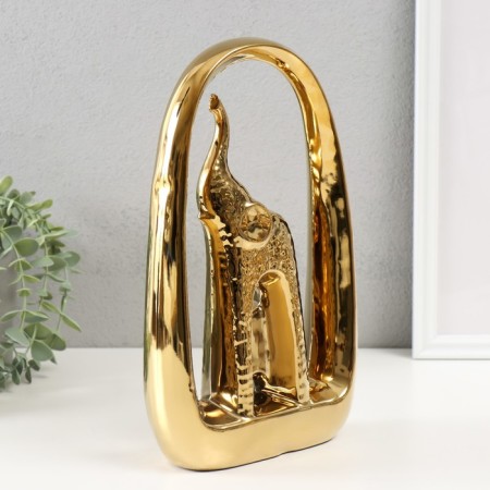 Souvenir ceramics "Elephant and Elephant" gold 5.5x17.5x29 cm-3