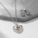 Headset 2 items: earrings, pendant "heart" with a flower inside, colored in silver, 45 cm