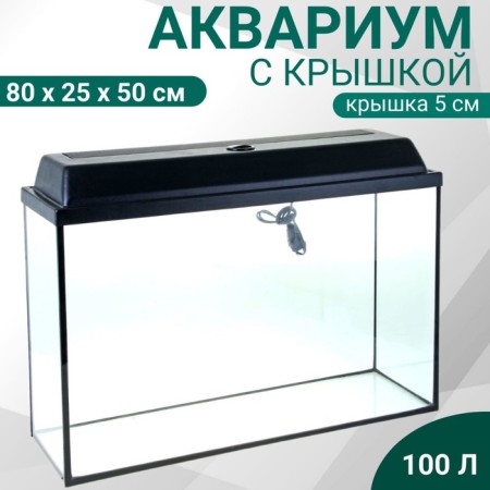 Aquarium rectangular "atall" with a lid, 100 liters, 80 x 25 x 50/55 cm, black