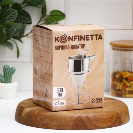 Mechanical funny doster Konfinetta, 19.5 × 16.2 × 12 cm, funnel diameter 11.6 cm, 8 mm output, stainless steel-4