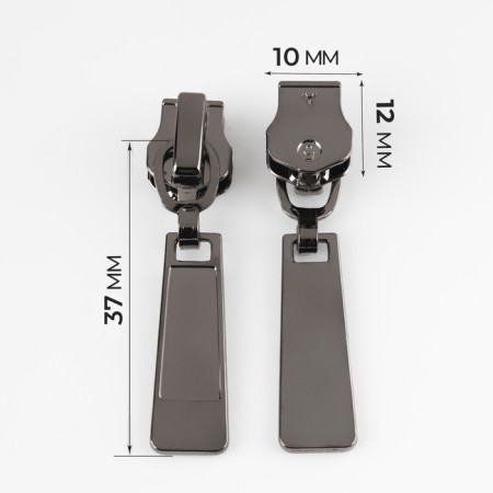 Automatic lock for metal zippers, No. 5, 10 pcs, black nickel color-1