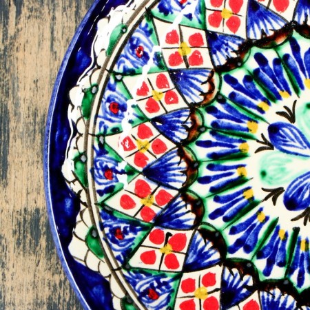 Plate of the Rishtan ceramics "Flowers", blue, flat, 15 cm-2