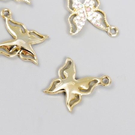 Decor for creativity metal, rhinestones "Light butterfly" gold 2.2x2 cm-1
