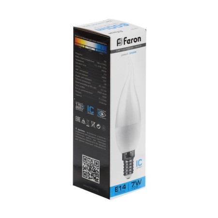 LED LED Feron (7W) 230V E14 6400K in the wind C37T, LB-97-2