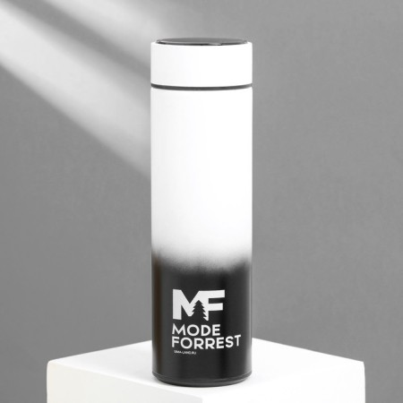 Thermos with a temperature indicator Mode Forrest, 500 ml black and white, retains heat 8-10 hours