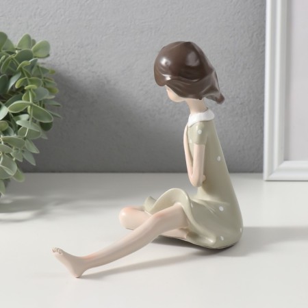 Polystone souvenir "Baby in a green polka dot dress" 19x9.5x14.5 cm-3