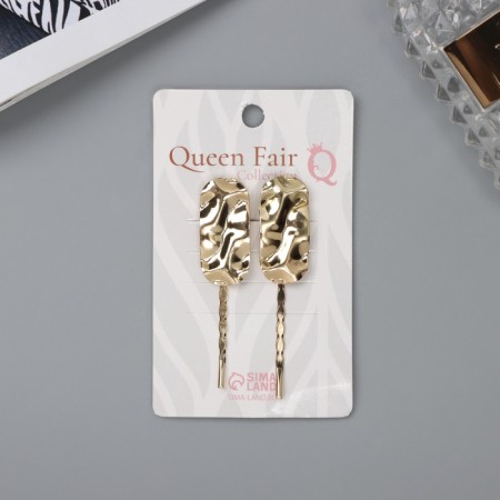 Invisibility for hair "Bente" (set 2 pcs) oval, 6 and 5 cm, gold-2
