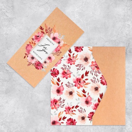 An envelope for money with an additional element "Gift", flowers, handmade, 19 × 9 cm