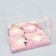 Capcake box, confectionery packaging, 4 cells, "hydrangeas", gold, 16 x 16 x 11.5 cm