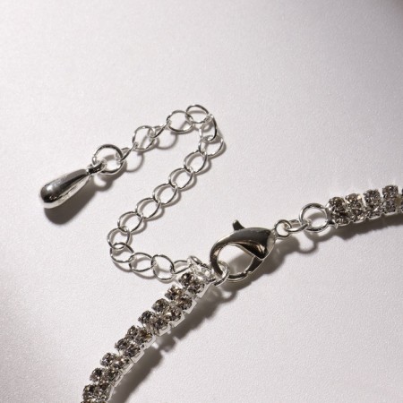 Bracelet with rhinestones "Zircon" Izk, arc, white color in silver, 15cm-3