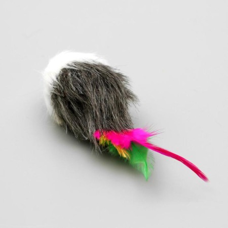 Fur "fluffy" with feathers 7.5 cm, mix of flowers-2